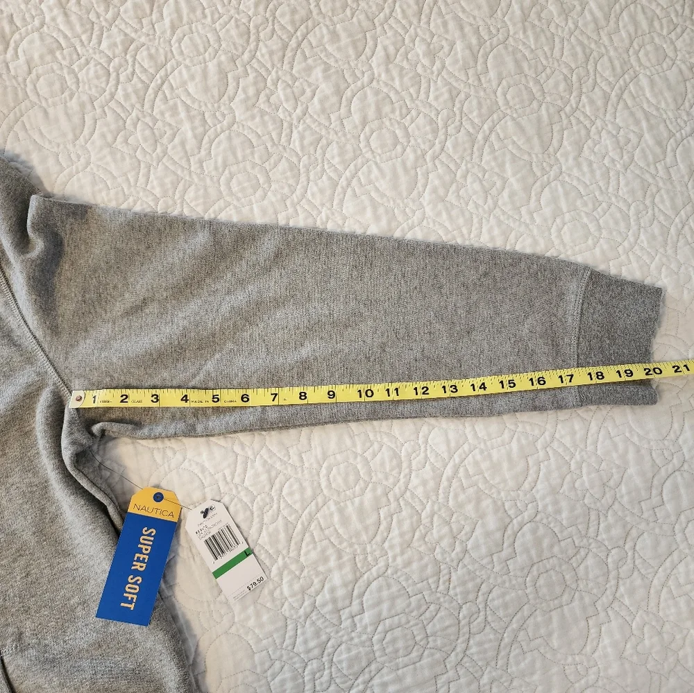 Nautica Gray Zip-Up Sweater Soft Casual Design - Picture 7 of 9